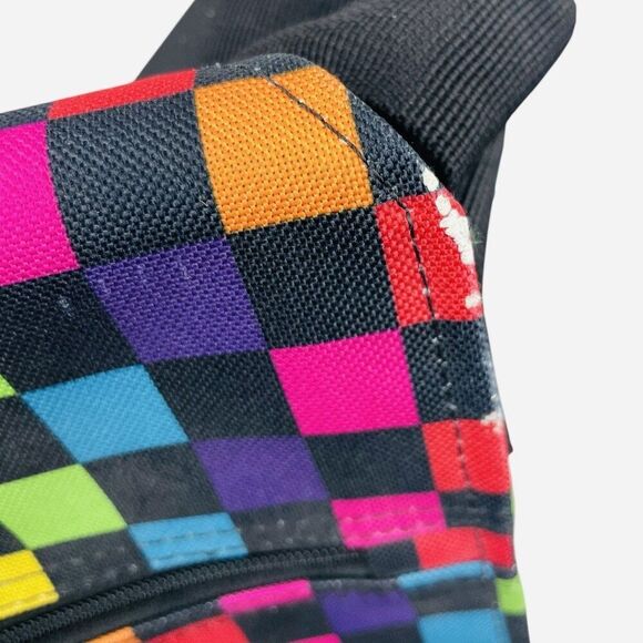 Yak Pak Rainbow Squares Messenger Bag Laptop Crossbody Colorful Checkerboard Y2K - Picture 12 of 13